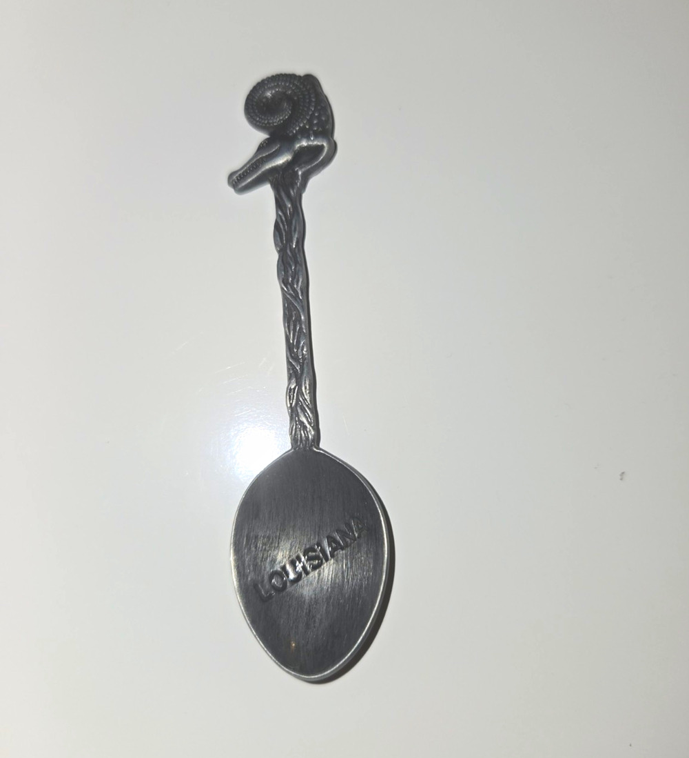 Vintage Louisiana Souvenir Spoon Ram Head Ornate Handle 4.25" Collectible